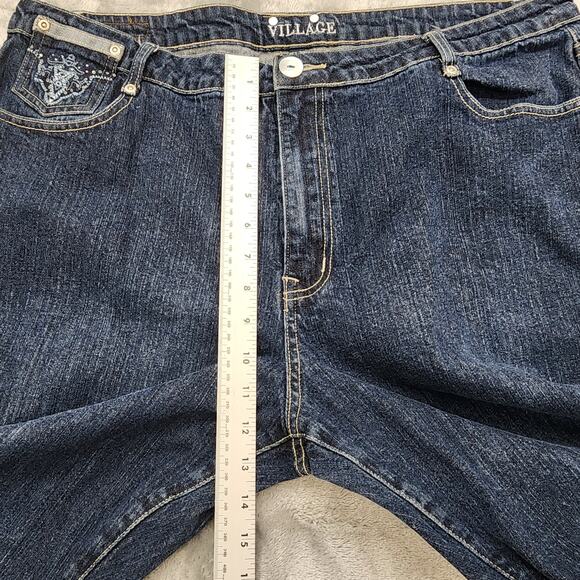 Village Jeans Womens 22 Blue Dark Wash High Rise Bootcut Stretch Denim Casual - Picture 14 of 16